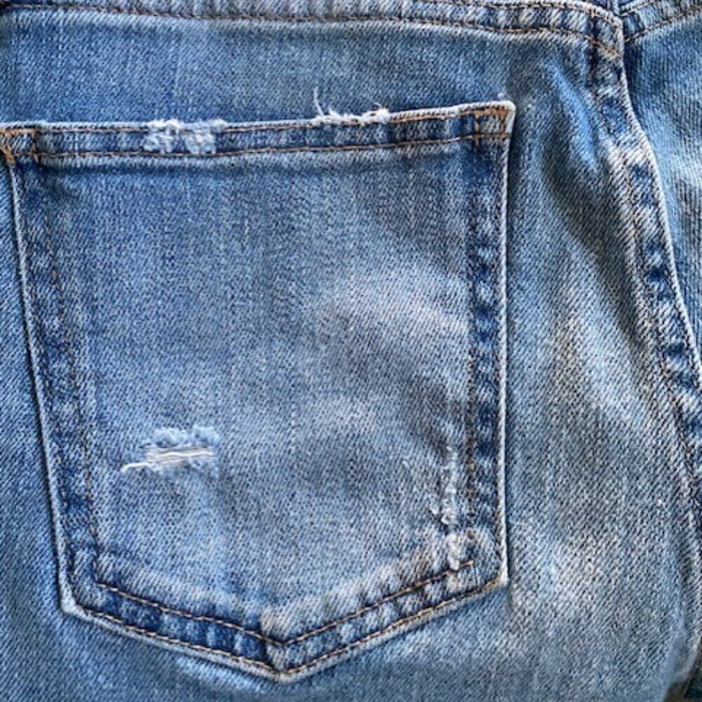 MOUSSY Vintage Mid Rise Tapered Leg Distressed Denim Blue Jeans 26 - Picture 10 of 16